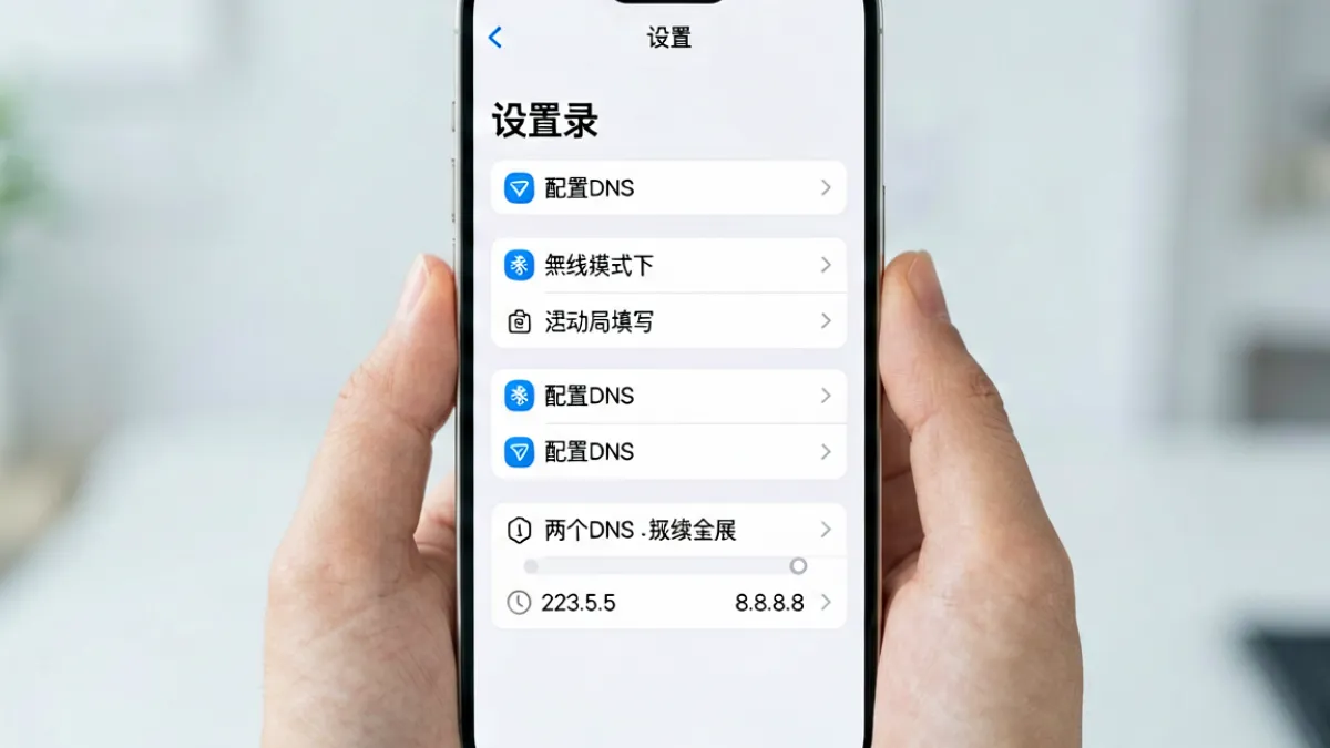 caoliu手机地址 - iPhone设置界面中修改Wi-Fi的DNS服务器地址步骤的操作示意图